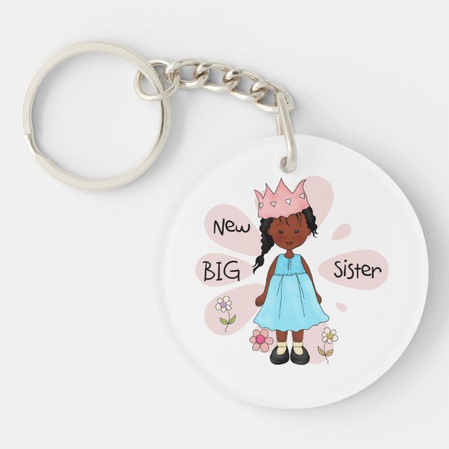 Princess Big Sister African American Key Ring (Front)