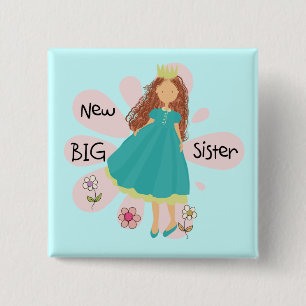 Princess Big Sister Brown Hair 15 Cm Square Badge