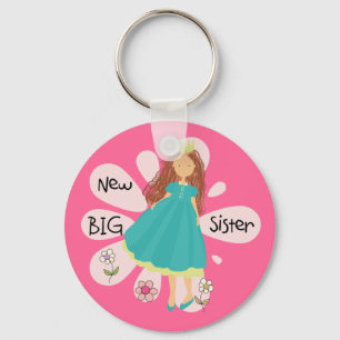 Princess Big Sister Brown Hair Key Ring