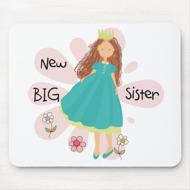 Princess Big Sister Brown Hair Mouse Mat (Front)