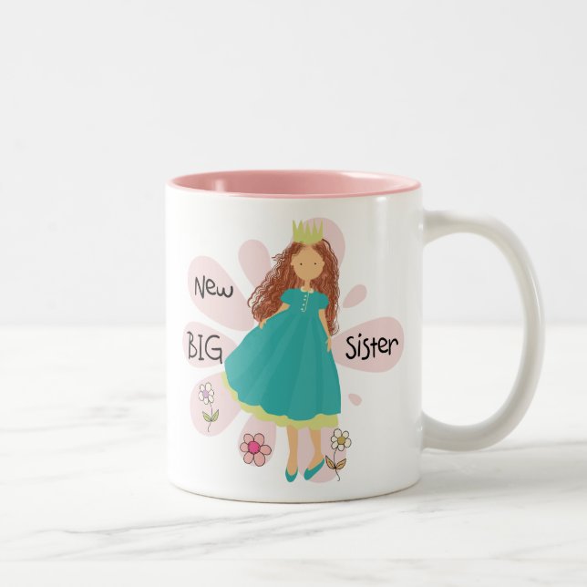 Princess Big Sister Brown Hair Two-Tone Coffee Mug (Right)