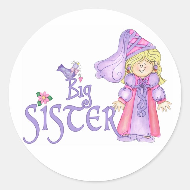 Princess Big Sister Classic Round Sticker (Front)