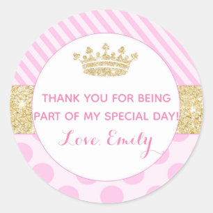 Princess birthday baby shower gift favour label