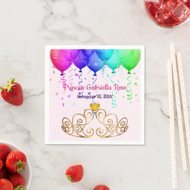 Princess Birthday Balloons Party Paper Napkins (Insitu)