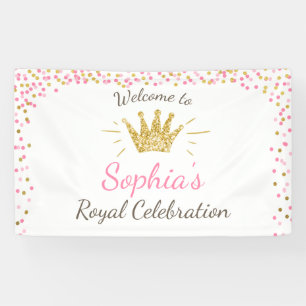 Princess birthday banner Royal Pink and Gold Girl
