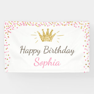 Princess birthday banner Royal Pink and Gold Girl