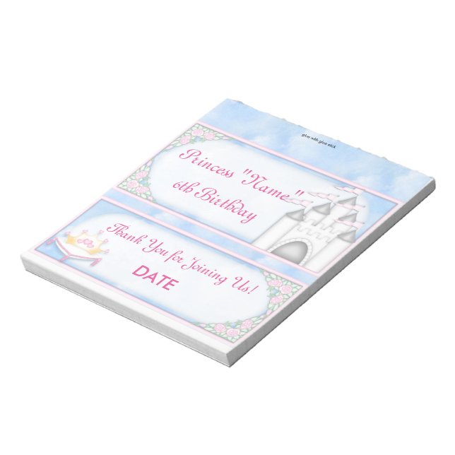 Princess Birthday Candy Bar Wrapper Party Favor Notepad (Rotated)