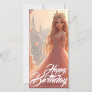 Princess Birthday Card in Pink