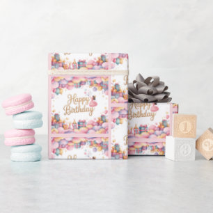 Princess Birthday Celebration Watercolor  Wrapping Paper
