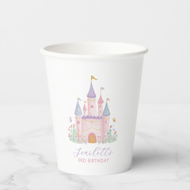 Princess Birthday Enchanted Castle Girls Party Paper Cups (Front)