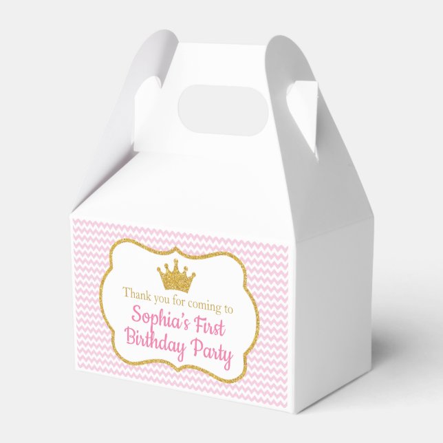 Princess Birthday Favour Box, Princess Gable Box (Front Side)
