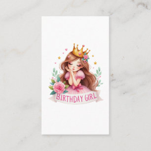 Princess Birthday Girl Crown Business Card