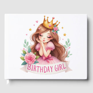 Princess Birthday Girl Crown Guest Book