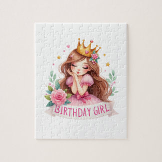 Princess Birthday Girl Crown Jigsaw Puzzle