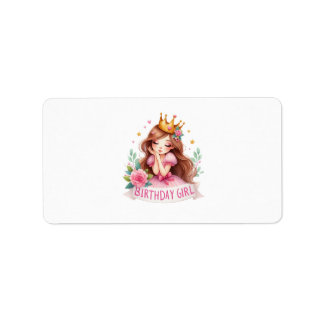 Princess Birthday Girl Crown Label