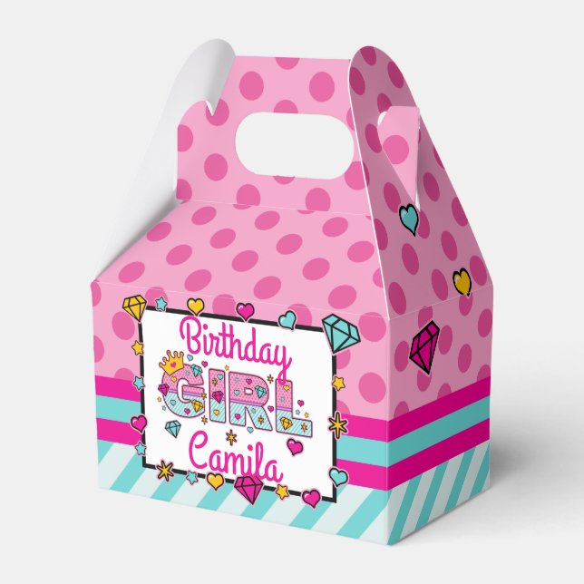 Princess Birthday Girl Crown Number Favour Box (Front Side)