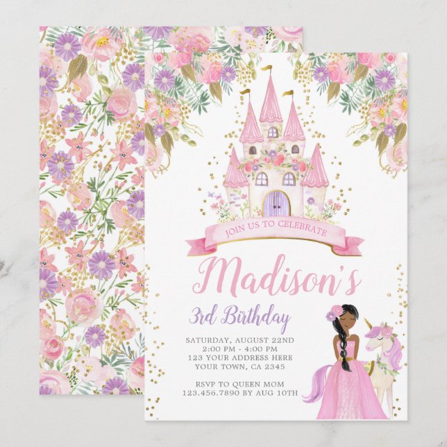 Princess Birthday Invitation (Front/Back)