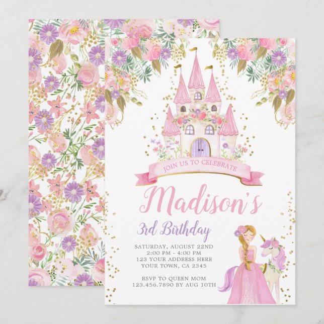 Princess Birthday Invitation (Front/Back)