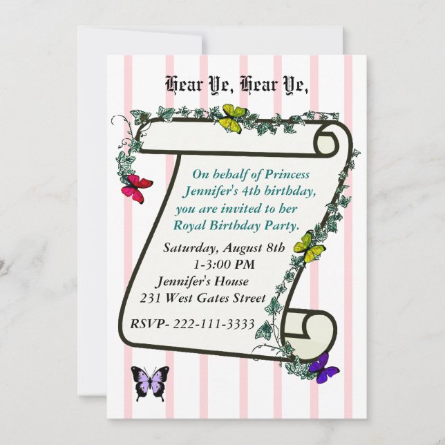 Princess Birthday Invitation (Front)