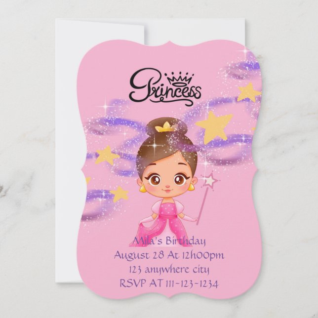 princess birthday invitation,digital download invitation (Front)