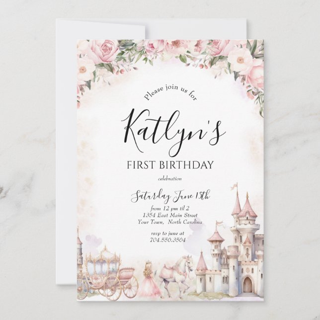 Princess Birthday Invitation, Enchanted  Invite (Front)