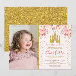 Princess Birthday Invitation Floral Castle