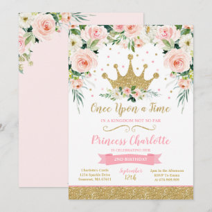 Princess Birthday Invitation Gold Princess Crown