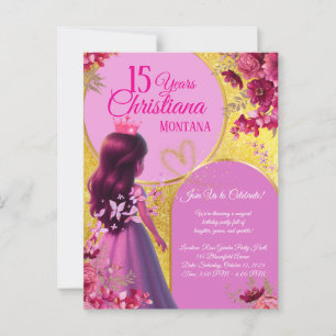 Princess Birthday Invitation – Personalized Name Postcard