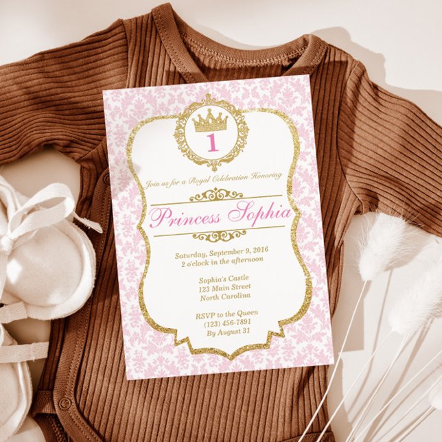 Princess Birthday Invitation Pink & Gold (Creator Uploaded)