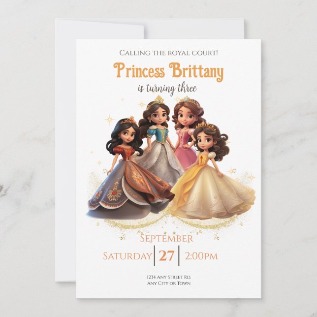 Princess Birthday Invitation, Princess Royal Court Invitation (Front)