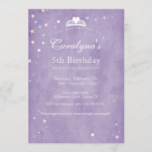 Princess Birthday Invitation Purple Fairy Dust