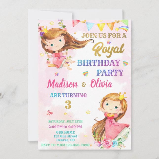 Princess birthday invitation Royal invitation (Front)