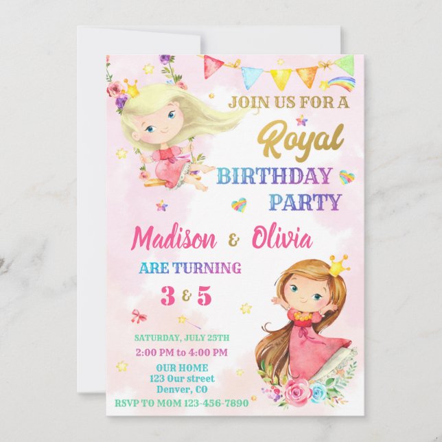 Princess birthday invitation Royal invitation (Front)