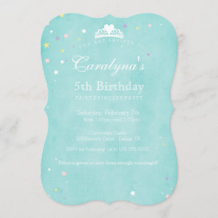 Princess Birthday Invitation Teal Fairy Dust