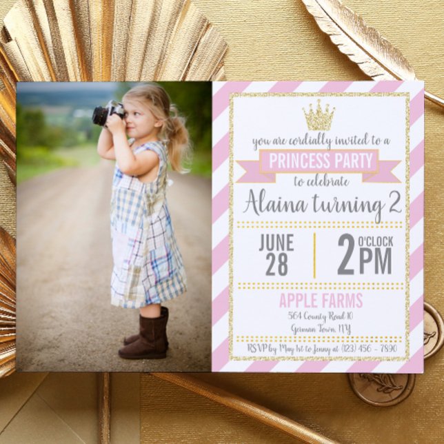 Princess Birthday Invitation with Faux Glitter (Creator Uploaded)