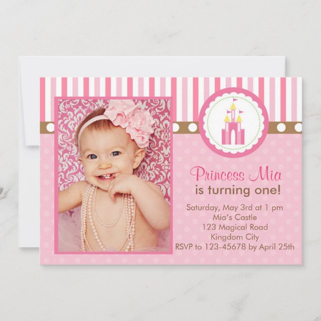 Princess Birthday Invitation with Photo (Castle) (Front)