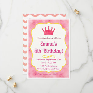 Princess Birthday Invite   Pink Royal Party
