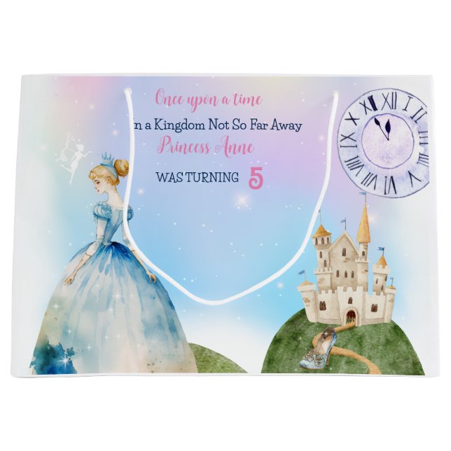 Princess Birthday Kids Large Gift Bag (Front)