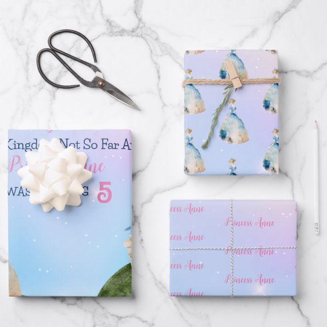 Princess Birthday Kids  Wrapping Paper Sheet (Front)