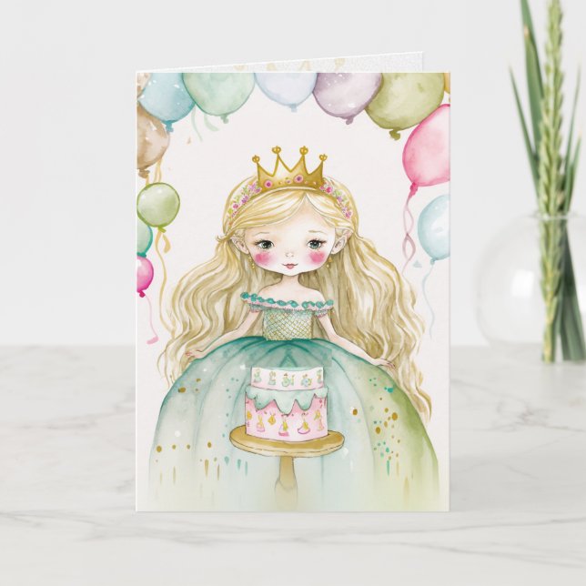 Princess, Birthday, Little Girl Graphic Arts Card (Front)