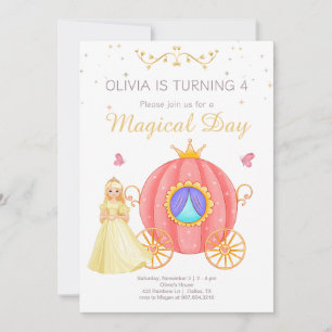 Princess Birthday Magical Day Princess Carriage  Invitation