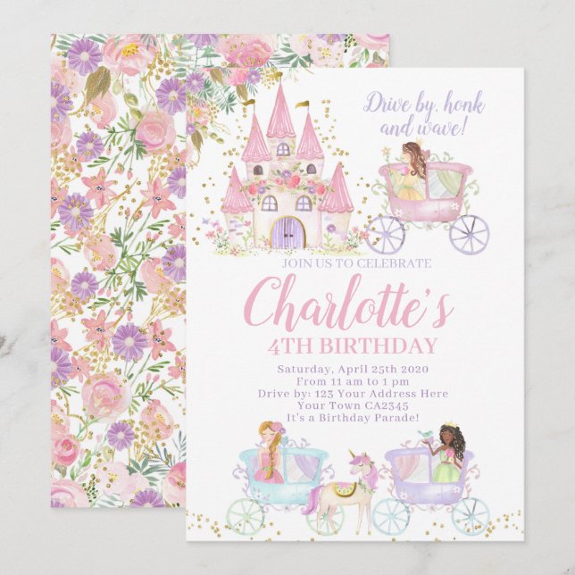 Princess Birthday Parade Invitation (Front/Back)
