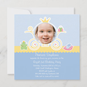 Princess birthday party carriage photo invitation