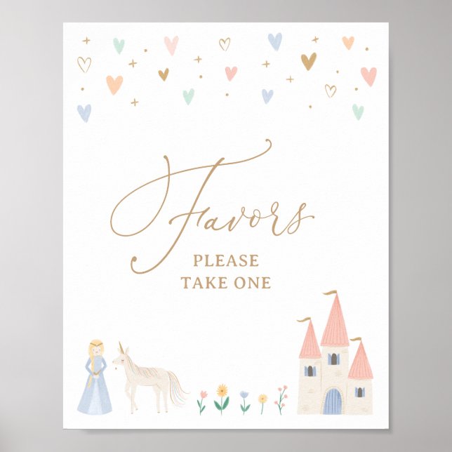 Princess Birthday Party Favors Sign (Front)