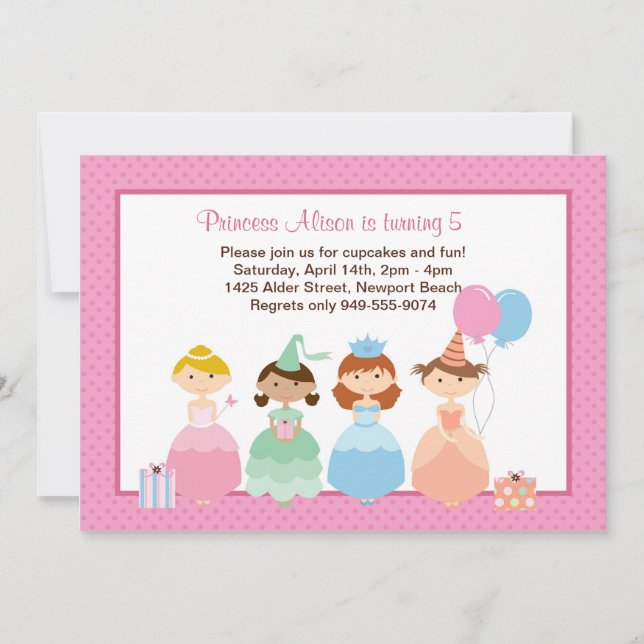 Princess Birthday Party Invitation (Front)