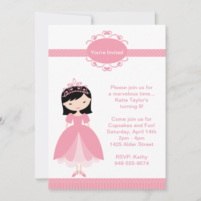 Princess Birthday Party Invitation (Front)