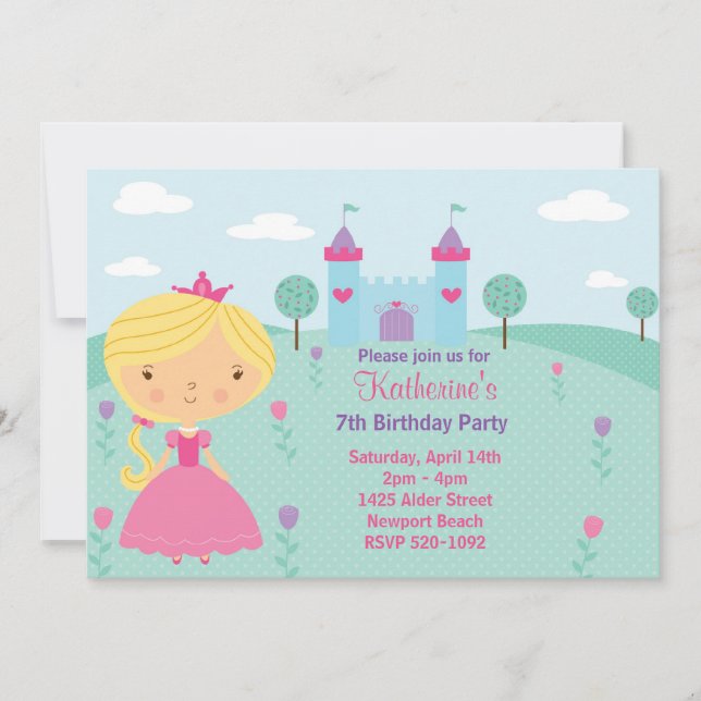 Princess Birthday Party Invitation (Front)
