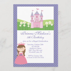 Princess Birthday Party Invitation Pink Purple