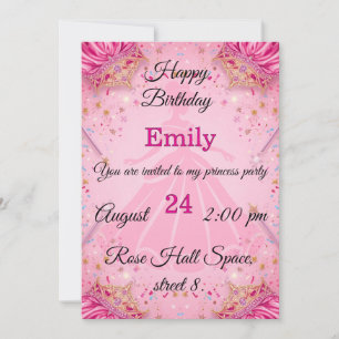 Princess Birthday Party Invitation Pink Theme