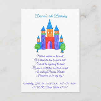 Princess birthday party invitation - with rhyme